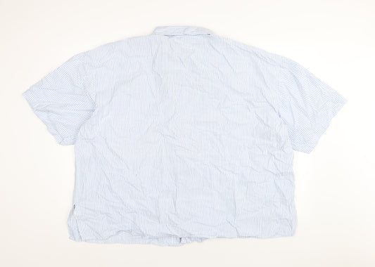 essence Womens Blue Striped Cotton Basic Button-Up Size 30 Collared