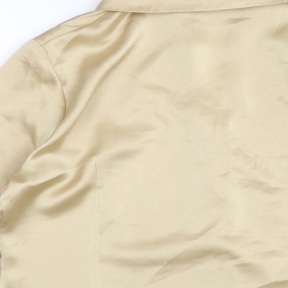 Offshoot Womens Gold Polyester Basic Button-Up Size 12 Collared