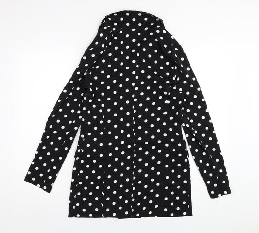 I SAW IT FIRST Womens Black Polka Dot Polyester Jacket Dress Size 6 Collared Button