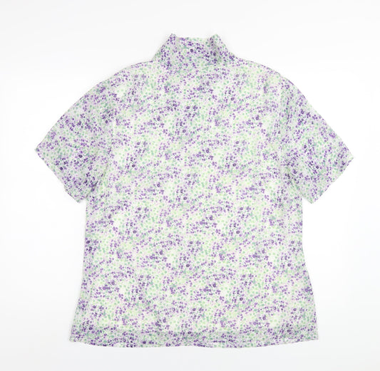 Damart Womens Multicoloured Floral Polyester Basic T-Shirt Size 18 V-Neck