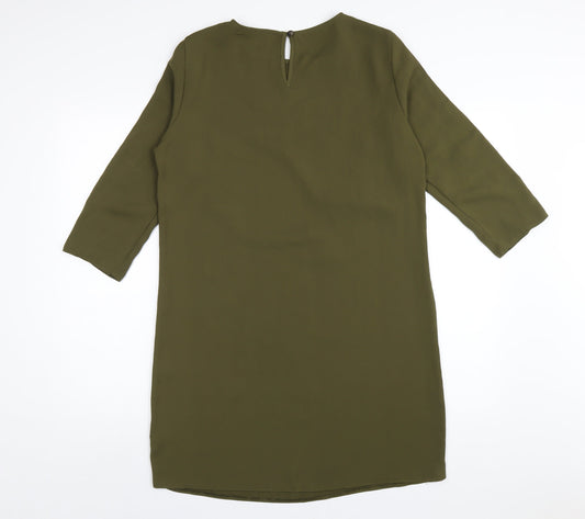 Dorothy Perkins Womens Green Polyester A-Line Size 12 Round Neck Button