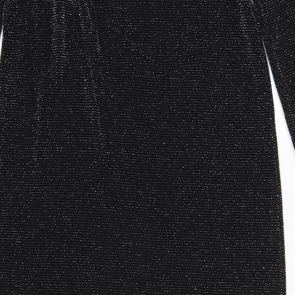 Boohoo Womens Black Nylon Bodycon Size 10 Round Neck Pullover