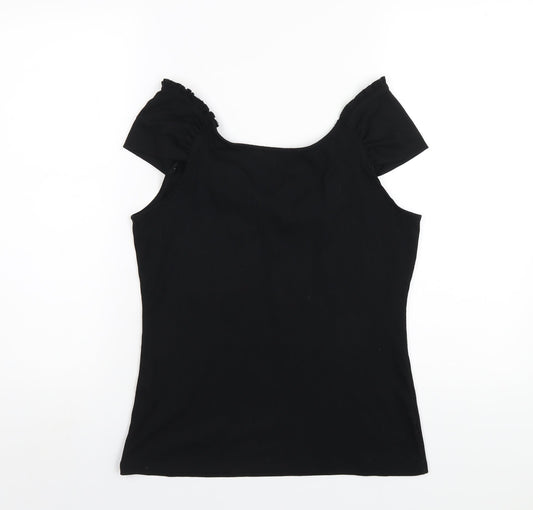 Womens UK Size 14 Dorothy Perkins Black Basic T-Shirt