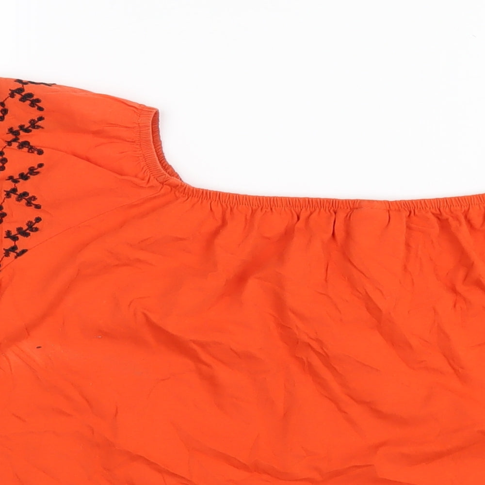 H&M Womens Orange Cotton Basic T-Shirt Size M Scoop Neck