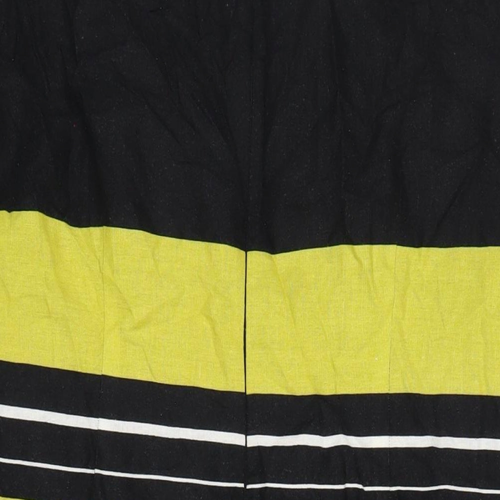 Debenhams Womens Black Striped Cotton A-Line Size 18 Round Neck Zip