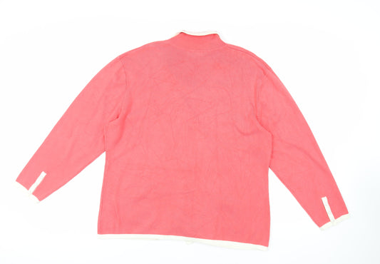 Damart Womens Pink Collared Viscose Cardigan Jumper Size 20 - Pockets
