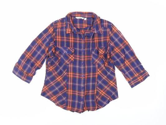Womens UK Size 14 New Look Blue Basic Button-Up