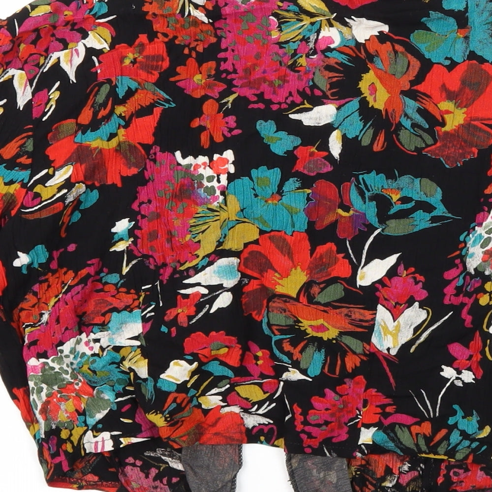 Mona Lisa Womens Multicoloured Floral Viscose Cropped Blouse Size 16 Collared