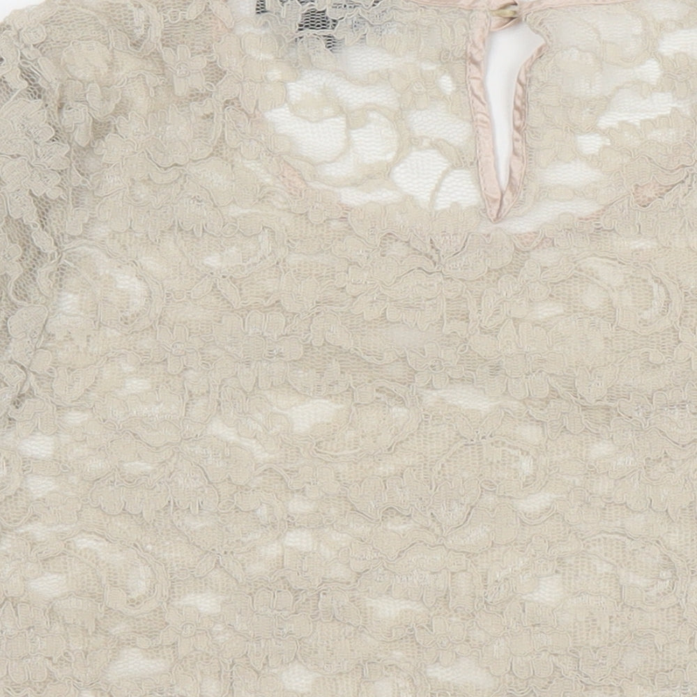 Womens UK Size 10 Topshop Beige Cropped Blouse