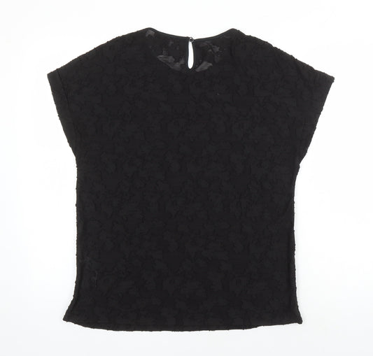 Esprit Womens Black Polyester Tunic Blouse Size L Round Neck