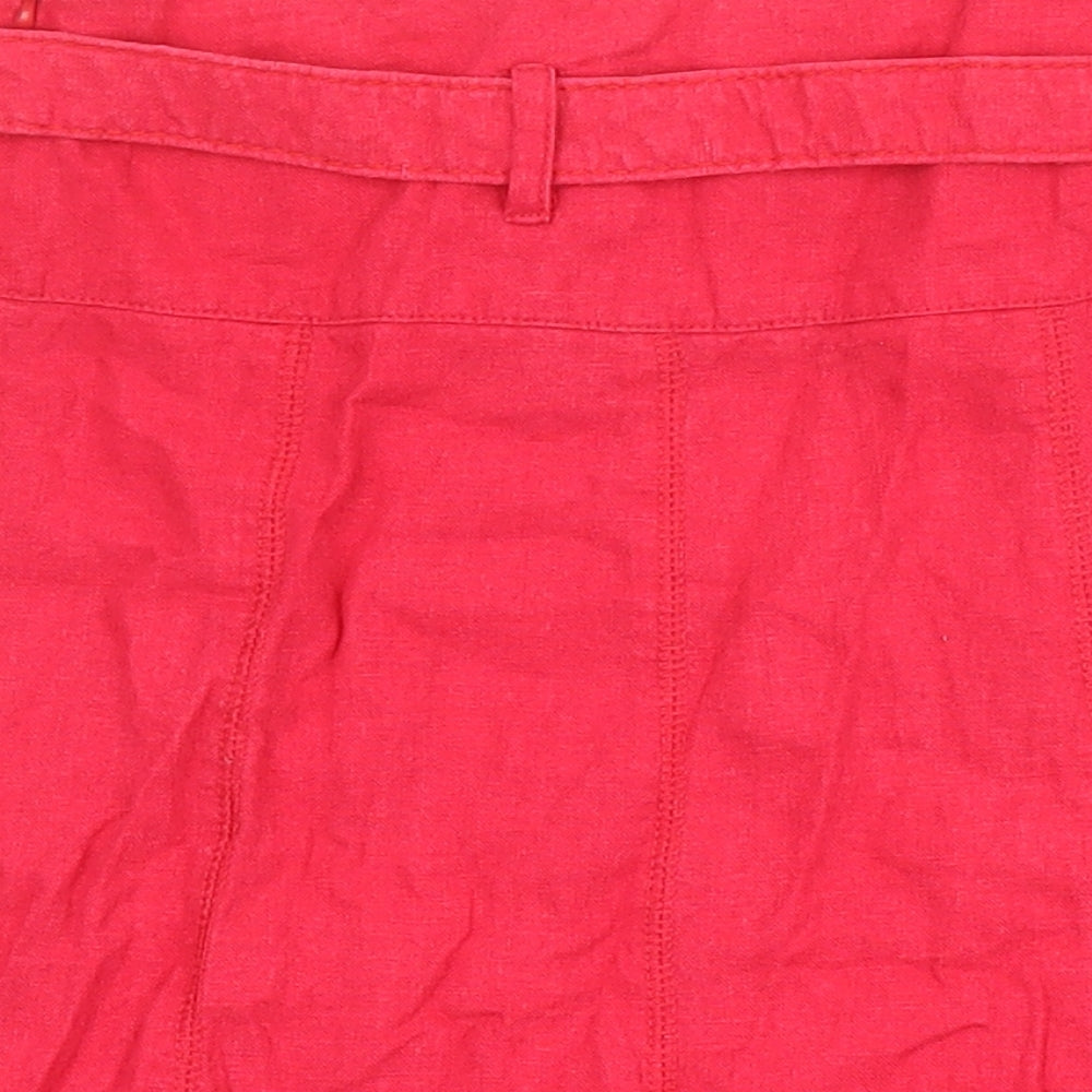 Dorothy Perkins Womens Red Linen A-Line Skirt Size 6