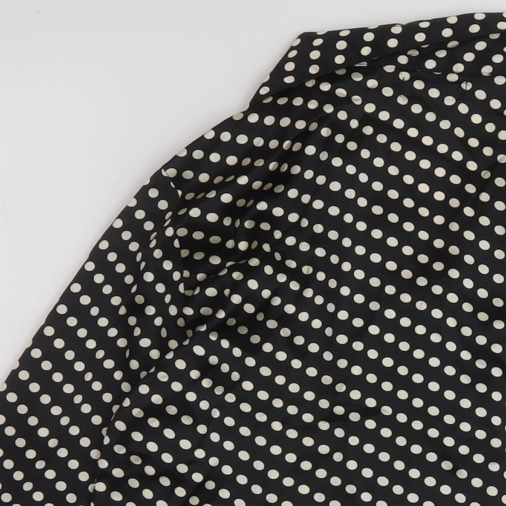 Boohoo Womens Black Polka Dot Polyester Basic Blouse Size 6 V-Neck