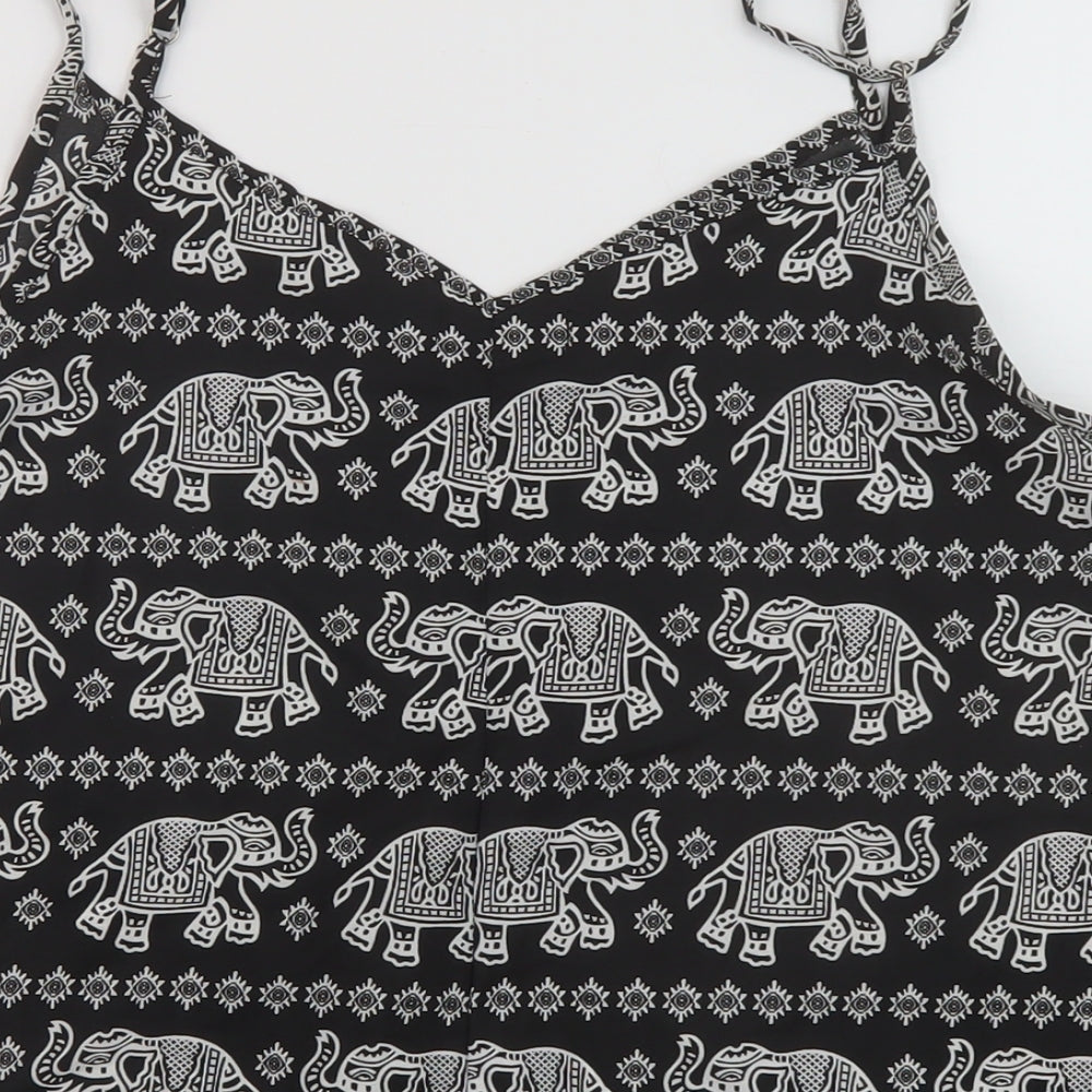 Boohoo Womens Multicoloured Geometric Polyester Basic Tank Size 12 V-Neck