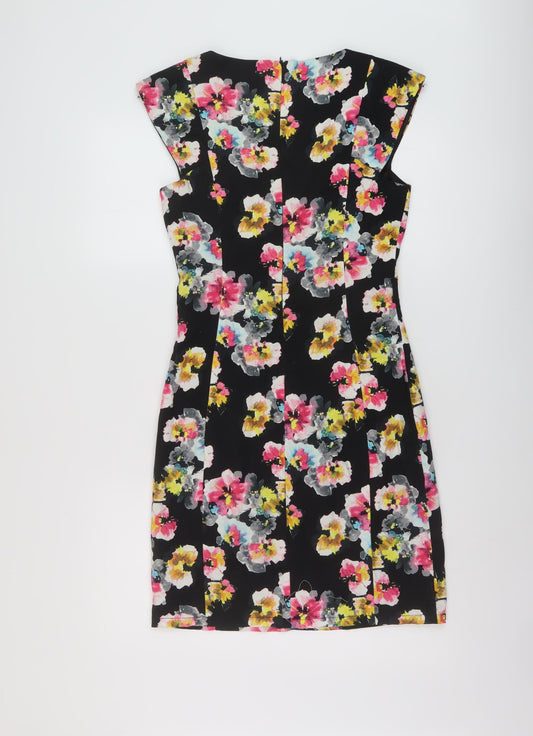 Apricot Womens Beige Floral Cotton Sheath Size S Round Neck Zip