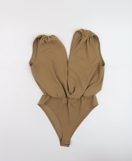 Womens UK Size 8 Boohoo One-Piece Brown Bodysuit