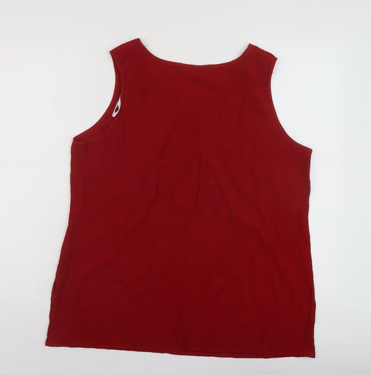 Bonmarché Womens Red Viscose Basic Tank Size 16 Round Neck