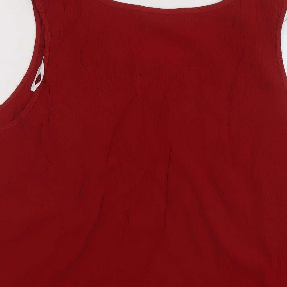 Bonmarché Womens Red Viscose Basic Tank Size 16 Round Neck