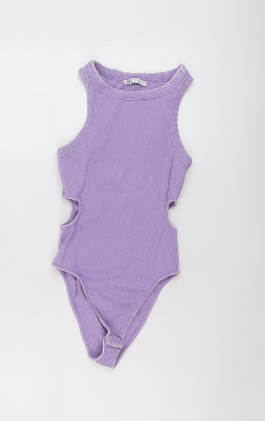 Womens UK Size S Zara One-Piece Pink Bodysuit