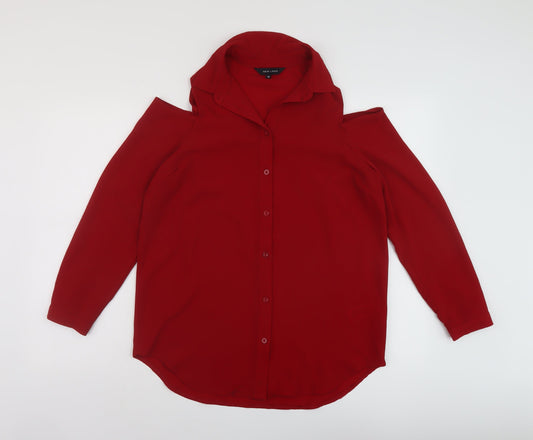 Womens UK Size 10 New Look Red Basic Blouse