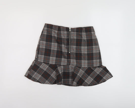 PARISIAN SIGNATURE Womens Grey Plaid Polyester A-Line Skirt Size 10 Zip