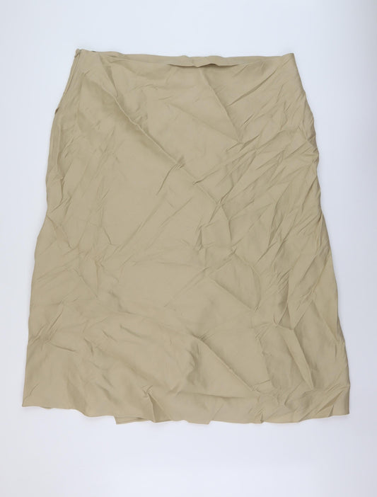 Marks and Spencer Womens Beige Polyester A-Line Skirt Size 24 Zip