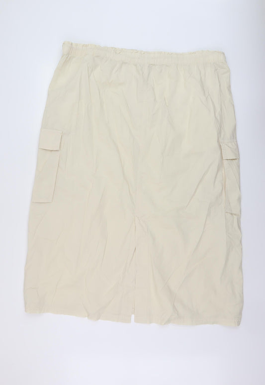 Marks and Spencer Womens Beige Polyester Straight & Pencil Skirt Size 24 Drawstring