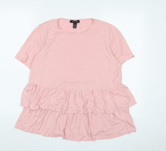 Womens UK Size 16 New Look Pink Basic T-Shirt
