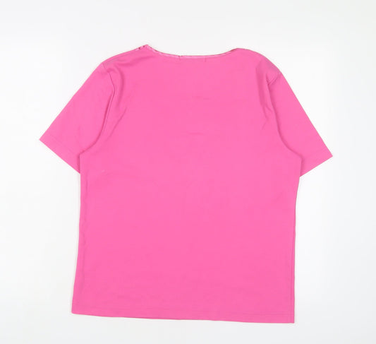 Womens UK Size 12 Poppy Pink Basic T-Shirt