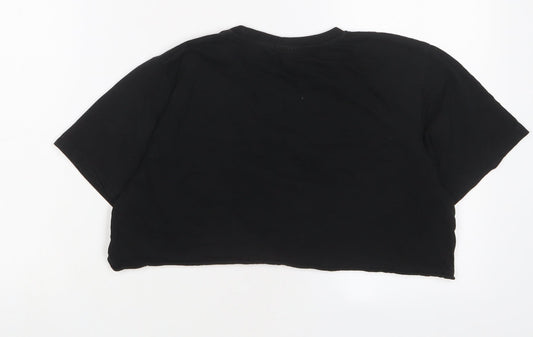 Womens UK Size S PRETTYLITTLETHING Black Cropped T-Shirt