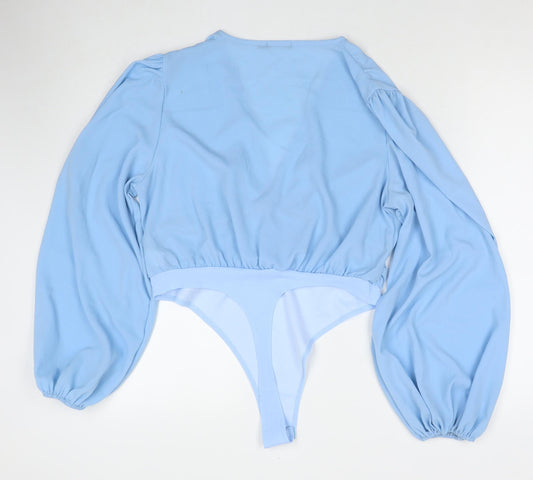 Boohoo Womens Blue Polyester Bodysuit One-Piece Size 16 Snap