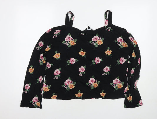 Womens UK Size 14 New Look Black Basic Blouse