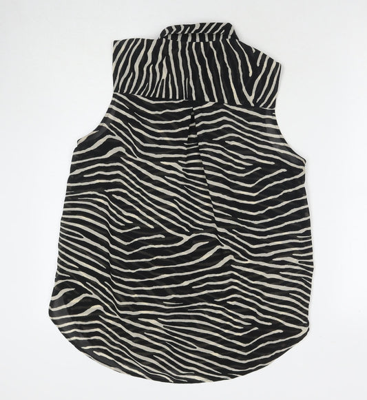 Womens UK Size 10 H&M Black Basic Button-Up