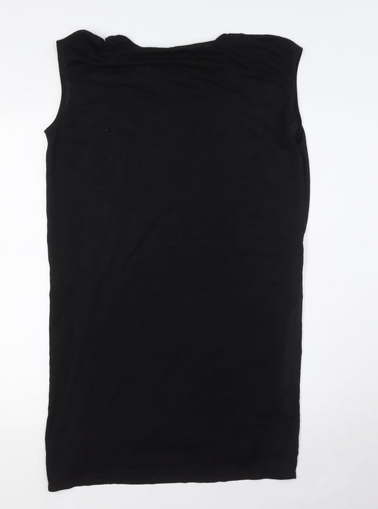 Mango Womens Black Polyester A-Line Size S Round Neck