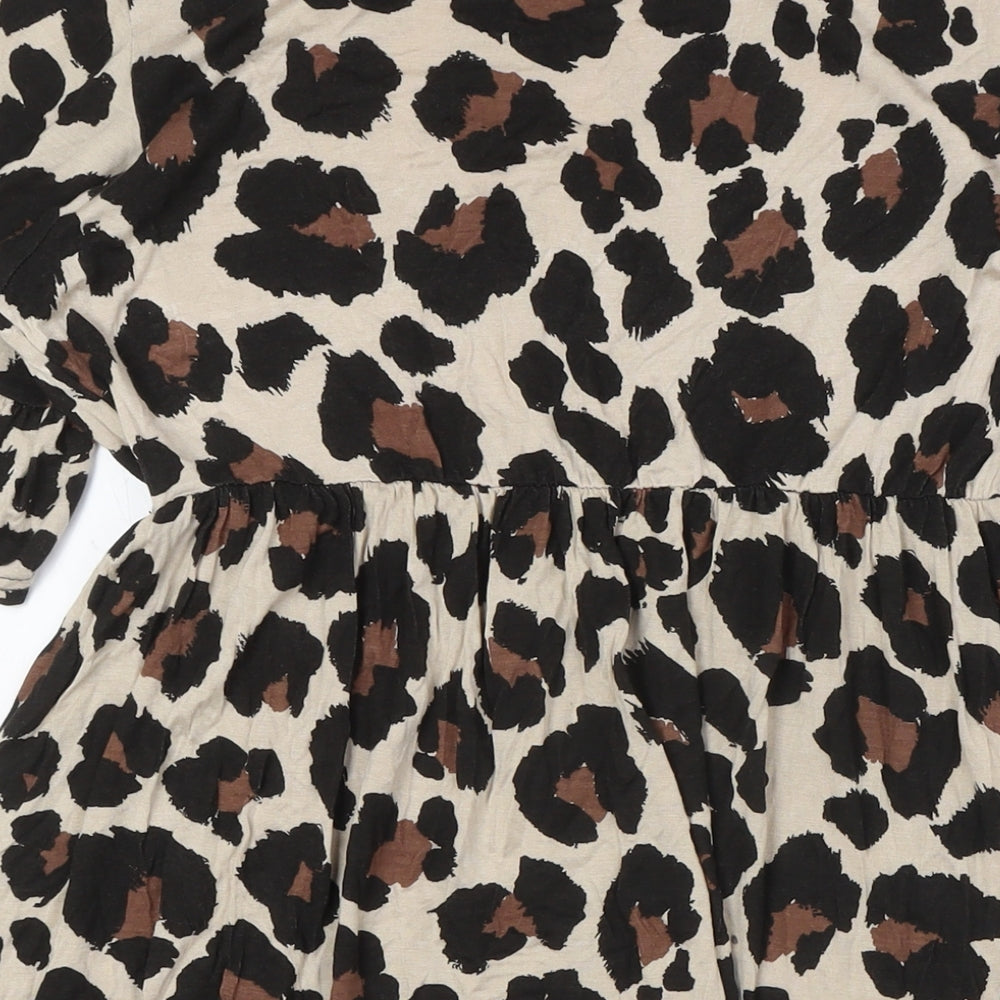 Boohoo Womens Multicoloured Animal Print Viscose A-Line Size 12 Round Neck