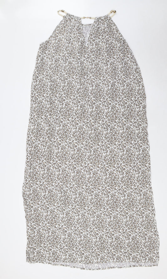 BiBA Womens White Animal Print Viscose A-Line Size S Halter