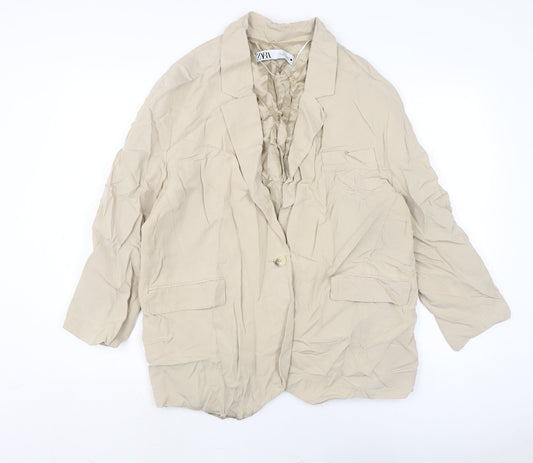 Womens UK Size L Zara Beige Jacket