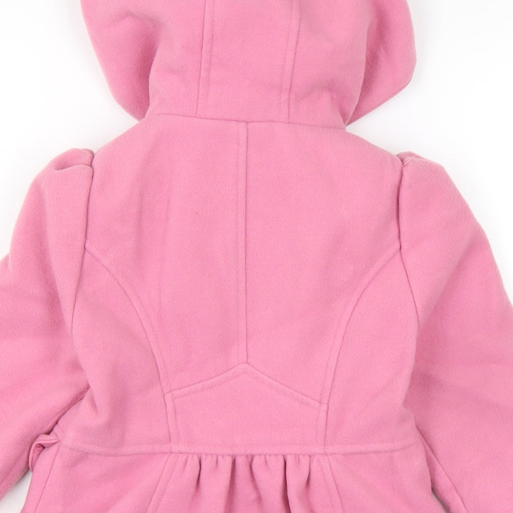 Made with love Girls Pink Pea Coat Coat Size 3 Years Button