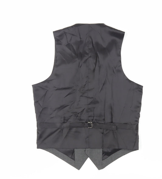 ASOS Mens Grey Plaid Polyester Jacket Suit Waistcoat Size 40 Regular