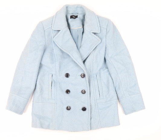 Womens UK Size 12 M&Co Blue Pea Coat