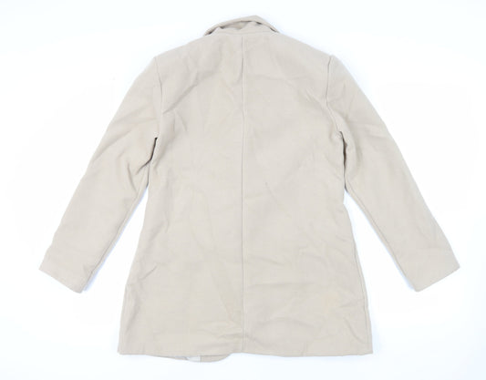 Boohoo Womens Beige Overcoat Coat Size 12 Button