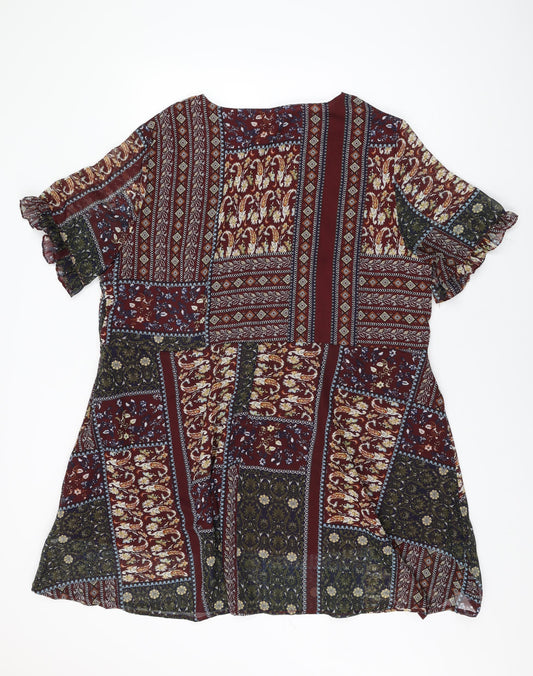 Boohoo Womens Multicoloured Floral Polyester Shift Size 22 V-Neck Pullover