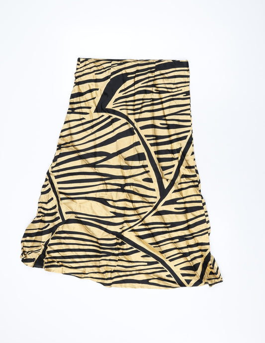 H&M Womens Beige Geometric Viscose Flare Skirt Size S