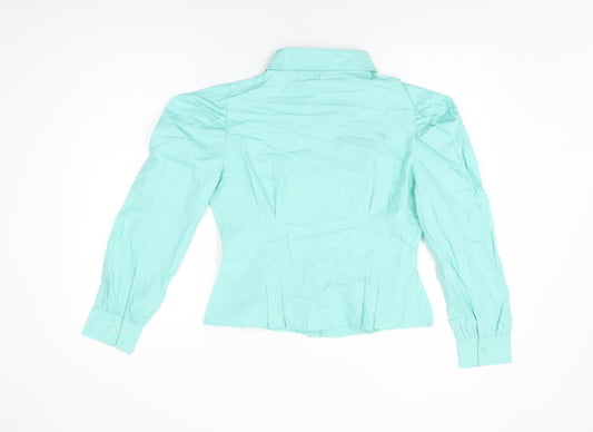 Influence Womens Blue Cotton Basic Button-Up Size 12 Collared