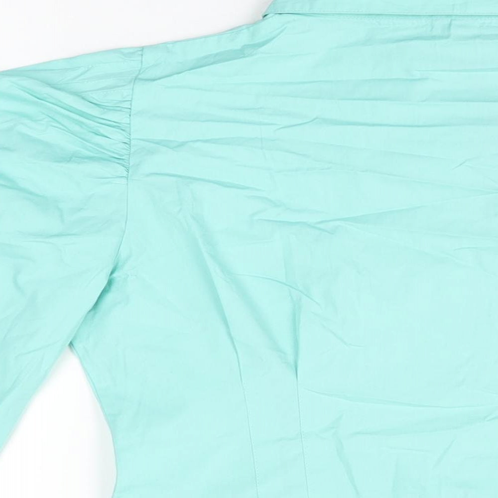 Influence Womens Blue Cotton Basic Button-Up Size 12 Collared