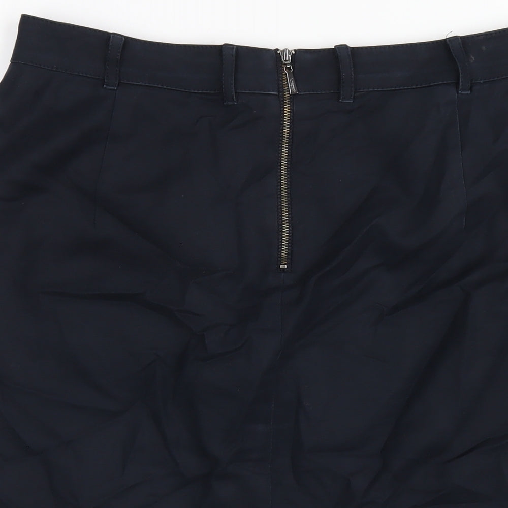 Brand and care label for Autograph women’s blue cotton straight & pencil skirt, size UK 12, zip