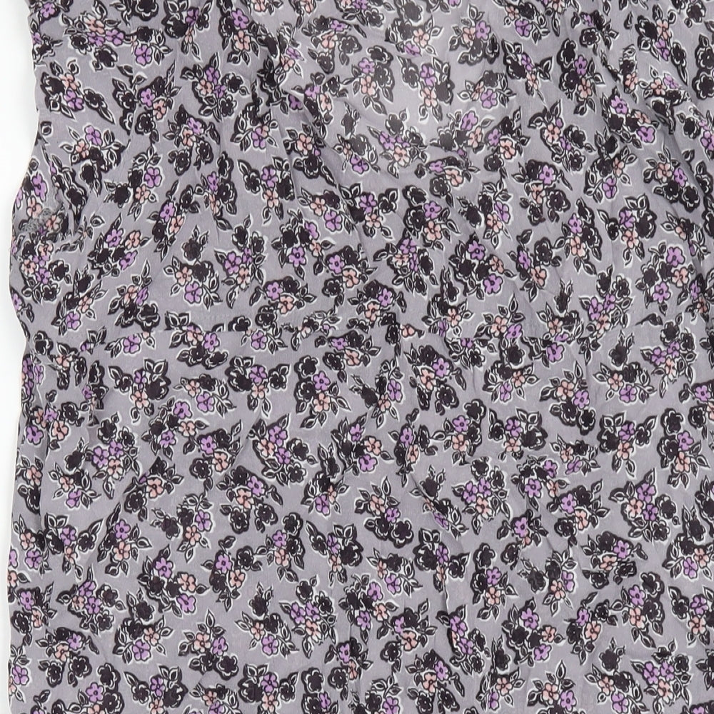 NEXT Womens Grey Floral Viscose Ball Gown Size 16 V-Neck Pullover