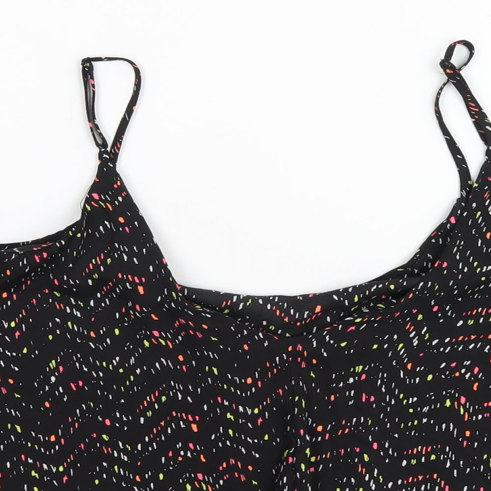 Cotton On Womens Black Geometric Polyester Camisole T-Shirt Size S Scoop Neck