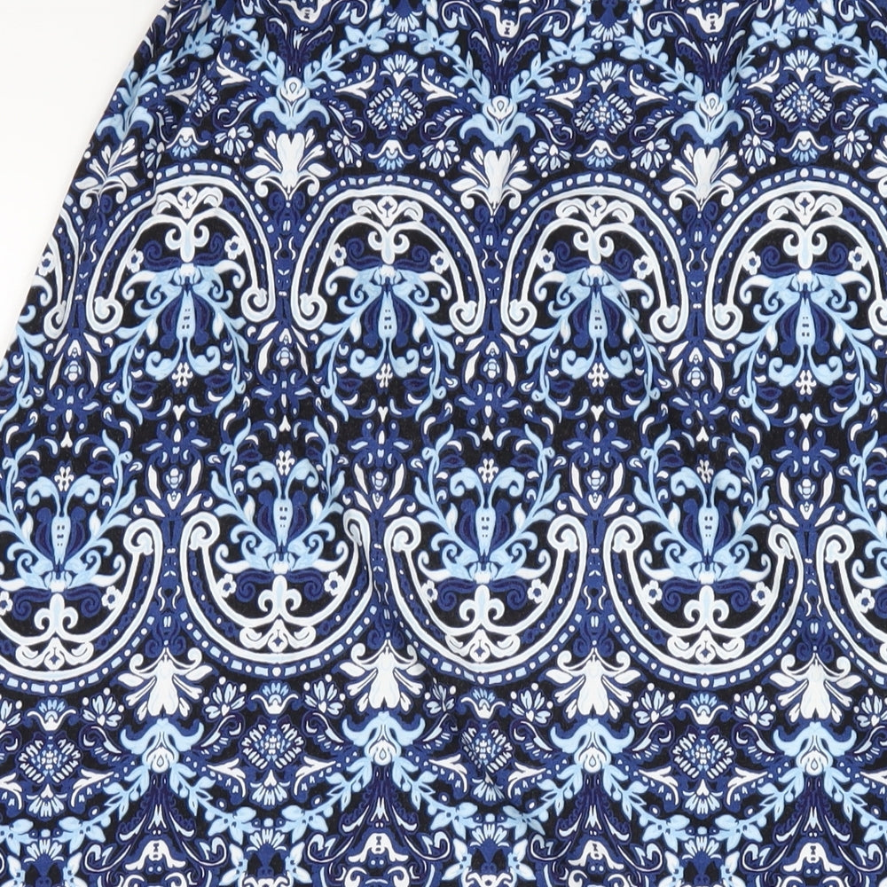 Cynthia Rowley Womens Blue Geometric Viscose Maxi Skirt Size L