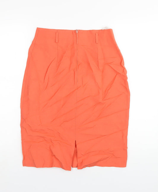 Betty Barclay Womens Orange Linen Straight & Pencil Skirt Size 12 Zip