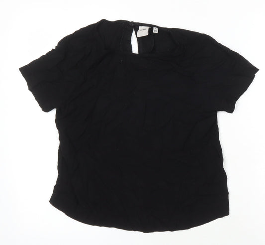 Additional front view of ICHI women’s black polyester blend tunic blouse, size UK 8, round neck